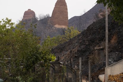 Efectos del incendio en Las Médulas.