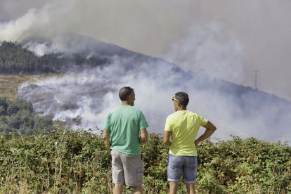 Incendio en la frontera de Galicia y Castilla y León en la localidad zamorana de Castromil