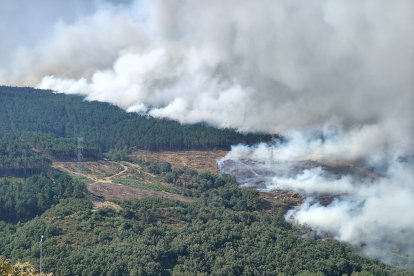 Incendio en la frontera de Galicia y Castilla y León en la localidad zamorana de Castromil