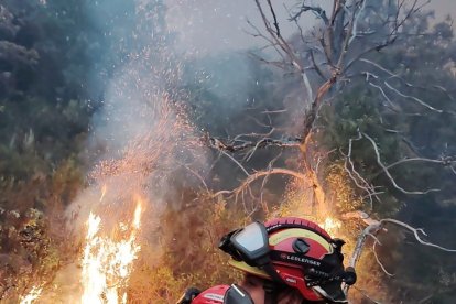 Trabajos de la UME en el incendio de Porto/Sanabria.