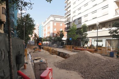 Obras en la calle Gamazo (Valladolid).