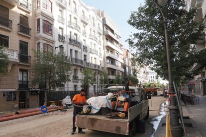 Obras en la calle Gamazo (Valladolid).