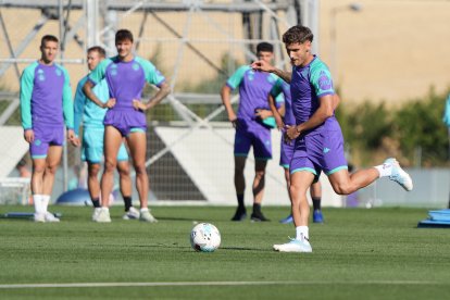 Jorge Delgado, en un entrenamiento con el Real Valladolid.