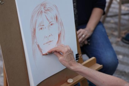 Caricaturistas en la Acera de Recoletos de Valladolid