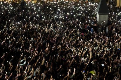 Concierto de Dani Fernández en la plaza Mayor de Valladolid.
