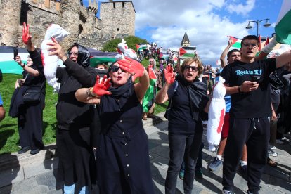Protestas a favor de Palestina en Ponferrada en La Vuelta a España.