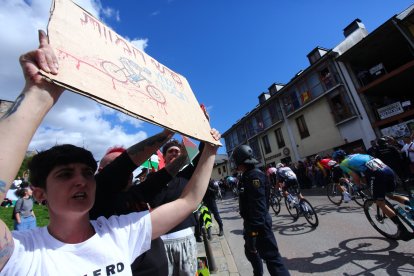 Protestas a favor de Palestina en Ponferrada en La Vuelta a España.
