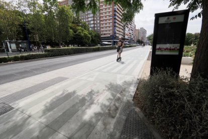 Carril bici de Isabel la Católica a la altura de la Rosaleda