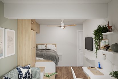 Una de las habitaciones que se podrá comprar en Valladolid en la plataforma habitacion.com.