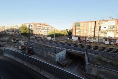 Obras de la segunda vía de AVE de la estación de trenes de Valladolid.