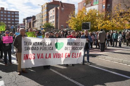 Manifestación en defensa de la sanidad pública en Delicias (Valladolid).