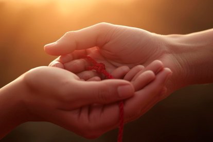 El hilo rojo representa la conexión energética que los amarres buscan restaurar.