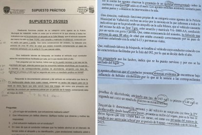 En la izquierda, el ejercicio del examen, y a la derecha, el ejercicio de la academia con los párrafos identicos