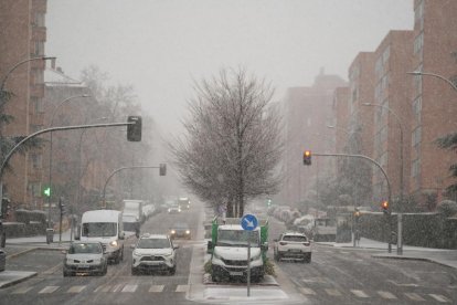 Nieve en Valladolid capital por la borrasca Kristin