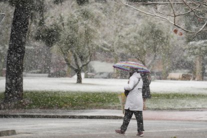 Nieve en Valladolid capital por la borrasca Kristin