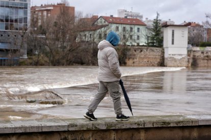 Subida del caudal del Pisuerga a su paso por las Moreras.