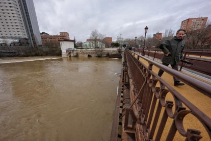 Subida del caudal del Pisuerga a su paso por las Moreras.