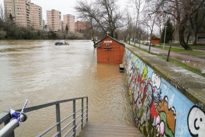 El río Pisuerga crece a su paso por Valladolid.