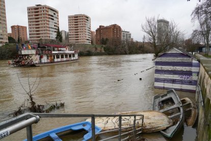 El río Pisuerga crece a su paso por Valladolid.