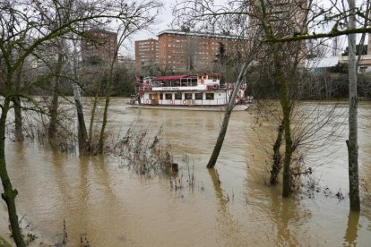 El río Pisuerga crece a su paso por Valladolid.