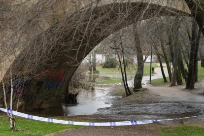 El río Pisuerga crece a su paso por Valladolid.