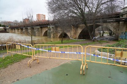 El río Pisuerga crece a su paso por Valladolid.