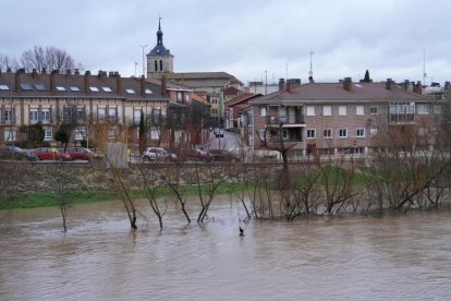 El Duero pasa muy crecido en Tudela de Duero.
