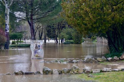 El Duero pasa muy crecido en Tudela de Duero.