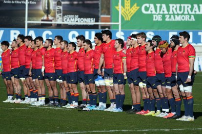 Una acción del partido entre España y Suiza en Pepe Rojo.