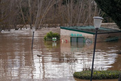Casas y calles afectadas por la crecida del río Duero