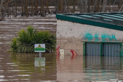 Casas y calles afectadas por la crecida del río Duero