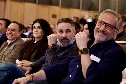 Santiago Abascal y Carlos Pollán, en el mitin de Salamanca.