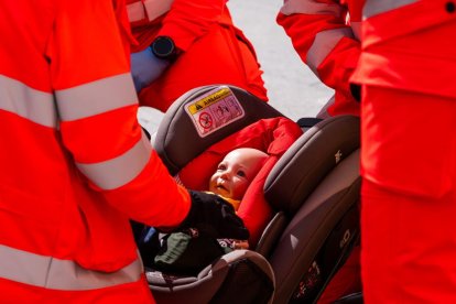 Simulacro de un accidente de tráfico en la Plaza Mayor