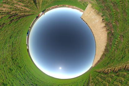 Vista en ojo de pez del lugar donde se observará el fenómeno astronómico en Becilla de Valderabuey