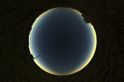 Vista de ojo de pez de la localización para el eclipse en Ureña