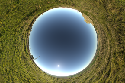 Vista de ojo de pez de la localización para el eclipse en Ureña