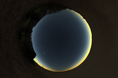Vista ojo de pez del lugar seleccionado para el eclipse en Medina de Rioseco