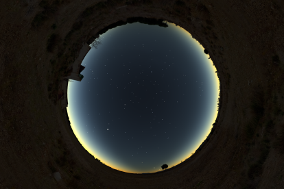 Imagen de ojo de pez de la localización para el eclipse solar en Villanueva de Duero