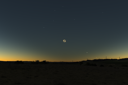Representación de como será el eclipse desde Cigales