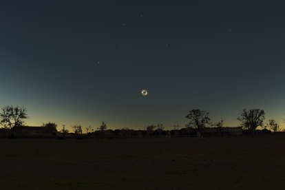 Representación de las vistas de Alcazarén durante el eclipse de sol