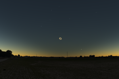 Simulación de como se verá el eclipse total de sol desde La Parrilla