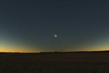 Representación del eclipse total de sol en Piñel de Abajo