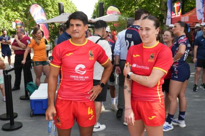 Capitanes de las selecciones internacionales de Seven Rugby en la Plaza Zorrilla.