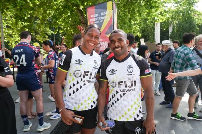 Capitanes de las selecciones internacionales de Seven Rugby en la Plaza Zorrilla.