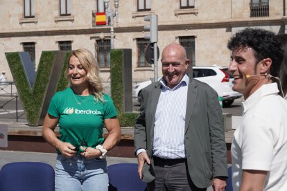 Lydia Valentín, Jesús Julio Carnero y Elías Rubio en la presentación de los Premios Iberdrola Supera.