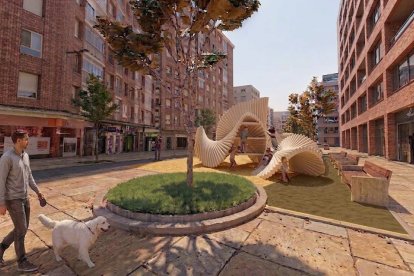 Así quedará el entorno de San Luis y Acibelas con más espacio peatonal, árboles y la nueva plazoleta.