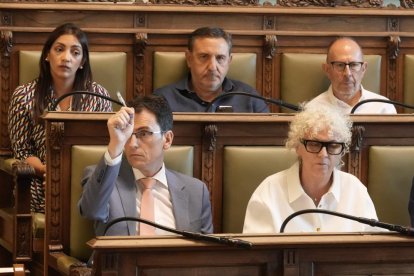 Parte de la bancada socialista en el pleno del Ayuntamiento de Valladolid.