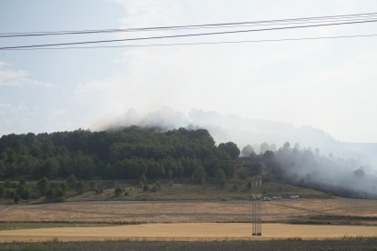 El Incendio en Íscar (Valladolid) desde las afueras.