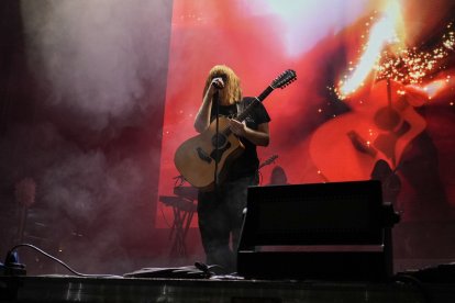 Un momento del concierto de Rusowsky en la Plaza Mayor de Valladolid