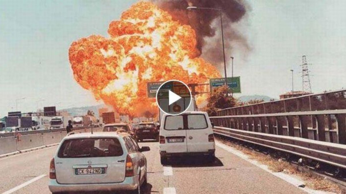 Explosión en una carretera cerca del aeropuerto de Bolonia. /-TWITTER